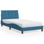 vidaXL Pat cu saltea, albastru, 100x200 cm, catifea vidaXL Pat cu saltea, albastru, 100x200 cm, catifea