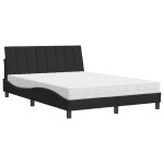 vidaXL Pat cu saltea, negru, 120x200 cm, catifea
