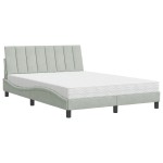 vidaXL Pat cu saltea, gri deschis, 140x190 cm, catifea