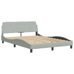 vidaXL Pat cu saltea, gri deschis, 140x190 cm, catifea