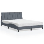 vidaXL Pat cu saltea, gri închis, 140x190 cm, catifea