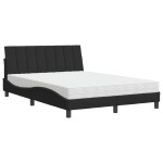 vidaXL Pat cu saltea, negru, 140x190 cm, catifea