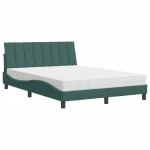 vidaXL Pat cu saltea, verde închis, 140x190 cm, catifea