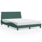 vidaXL Pat cu saltea, verde închis, 140x190 cm, catifea