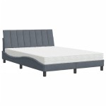 vidaXL Pat cu saltea, gri închis, 140x200 cm, catifea