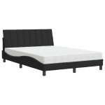 vidaXL Pat cu saltea, negru, 140x200 cm, catifea
