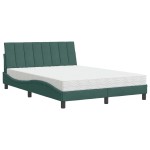 vidaXL Pat cu saltea, verde închis, 140x200 cm, catifea