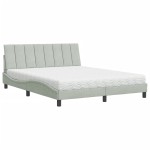 vidaXL Pat cu saltea, gri deschis, 160x200 cm, catifea vidaXL Pat cu saltea, gri deschis, 160x200 cm, catifea