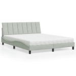 vidaXL Pat cu saltea, gri deschis, 160x200 cm, catifea vidaXL Pat cu saltea, gri deschis, 160x200 cm, catifea