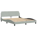 vidaXL Pat cu saltea, gri deschis, 160x200 cm, catifea vidaXL Pat cu saltea, gri deschis, 160x200 cm, catifea