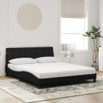 vidaXL Pat cu saltea, negru, 160x200 cm, catifea