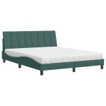 vidaXL Pat cu saltea, verde închis, 160x200 cm, catifea