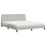 vidaXL Pat cu saltea, gri deschis, 180x200 cm, catifea vidaXL Pat cu saltea, gri deschis, 180x200 cm, catifea