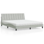 vidaXL Pat cu saltea, gri deschis, 180x200 cm, catifea vidaXL Pat cu saltea, gri deschis, 180x200 cm, catifea