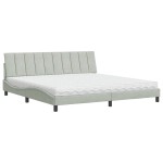 vidaXL Pat cu saltea, gri deschis, 200x200 cm, catifea vidaXL Pat cu saltea, gri deschis, 200x200 cm, catifea