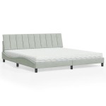 vidaXL Pat cu saltea, gri deschis, 200x200 cm, catifea vidaXL Pat cu saltea, gri deschis, 200x200 cm, catifea