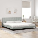 vidaXL Pat cu saltea, gri deschis, 200x200 cm, catifea vidaXL Pat cu saltea, gri deschis, 200x200 cm, catifea