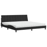 vidaXL Pat cu saltea, negru, 200x200 cm, catifea
