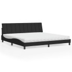 vidaXL Pat cu saltea, negru, 200x200 cm, catifea