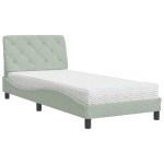 vidaXL Pat cu saltea, gri deschis, 80x200 cm, catifea vidaXL Pat cu saltea, gri deschis, 80x200 cm, catifea