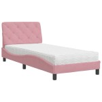 vidaXL Pat cu saltea, roz, 80x200 cm, catifea vidaXL Pat cu saltea, roz, 80x200 cm, catifea