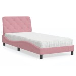 vidaXL Pat cu saltea, roz, 80x200 cm, catifea vidaXL Pat cu saltea, roz, 80x200 cm, catifea