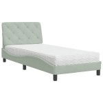 vidaXL Pat cu saltea, gri deschis, 90x190 cm, catifea