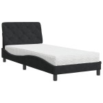 vidaXL Pat cu saltea, negru, 90x200 cm, catifea