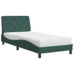 vidaXL Pat cu saltea, verde închis, 90x200 cm, catifea
