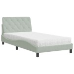 vidaXL Pat cu saltea, gri deschis, 100x200 cm, catifea