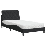 vidaXL Pat cu saltea, negru, 100x200 cm, catifea