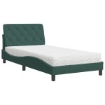 vidaXL Pat cu saltea, verde închis, 100x200 cm, catifea