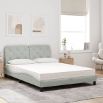vidaXL Pat cu saltea, gri deschis, 120x200 cm, catifea vidaXL Pat cu saltea, gri deschis, 120x200 cm, catifea