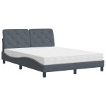 vidaXL Pat cu saltea, gri închis, 120x200 cm, catifea