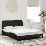 vidaXL Pat cu saltea, negru, 120x200 cm, catifea