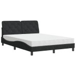 vidaXL Pat cu saltea, negru, 140x190 cm, catifea