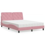 vidaXL Pat cu saltea, roz, 140x200 cm, catifea vidaXL Pat cu saltea, roz, 140x200 cm, catifea