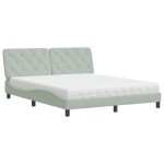 vidaXL Pat cu saltea, gri deschis, 160x200 cm, catifea