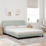 vidaXL Pat cu saltea, gri deschis, 160x200 cm, catifea