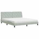 vidaXL Pat cu saltea, gri deschis, 180x200 cm, catifea vidaXL Pat cu saltea, gri deschis, 180x200 cm, catifea