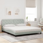 vidaXL Pat cu saltea, gri deschis, 180x200 cm, catifea vidaXL Pat cu saltea, gri deschis, 180x200 cm, catifea