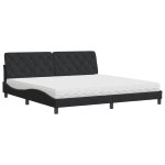 vidaXL Pat cu saltea, negru, 200x200 cm, catifea vidaXL Pat cu saltea, negru, 200x200 cm, catifea