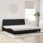 vidaXL Pat cu saltea, negru, 200x200 cm, catifea vidaXL Pat cu saltea, negru, 200x200 cm, catifea