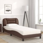 vidaXL Pat cu saltea, maro, 80x200 cm, piele ecologică