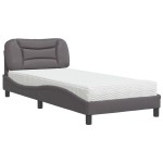 vidaXL Pat cu saltea, gri, 80x200 cm, piele ecologică vidaXL Pat cu saltea, gri, 80x200 cm, piele ecologică