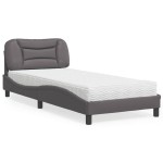 vidaXL Pat cu saltea, gri, 80x200 cm, piele ecologică vidaXL Pat cu saltea, gri, 80x200 cm, piele ecologică