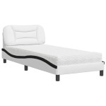 vidaXL Pat cu saltea, alb și negru, 80x200 cm, piele ecologică
