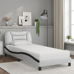 vidaXL Pat cu saltea, alb și negru, 80x200 cm, piele ecologică