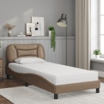 vidaXL Pat cu saltea, cappuccino, 90x190 cm piele ecologică
