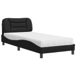 vidaXL Pat cu saltea, negru, 90x200 cm, piele ecologică